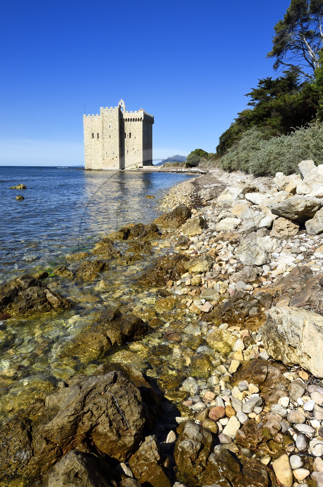 France, Alpes-Maritimes, Lerins Islands, Saint-Honorat island, Abbey of Lerins, former fortified monastery raised in 1073