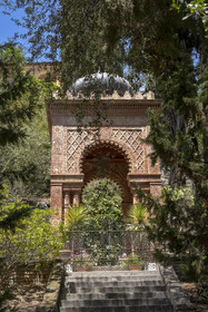 Italy, Liguria, Province of Imperia, Ventimiglia, Hanbury Botanical Garden, the Moorish-style Mausoleum housing the tomb of the Hanburys