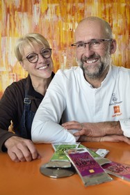 France, Bas Rhin, Munlhdolseim, the chocolate pastry chef Thierry Mulhaupt and his wife Corinne