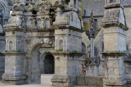 France, Finistere, Saint Thegonnec, the calvary and the the church in the Parish close (enclos paroissial)