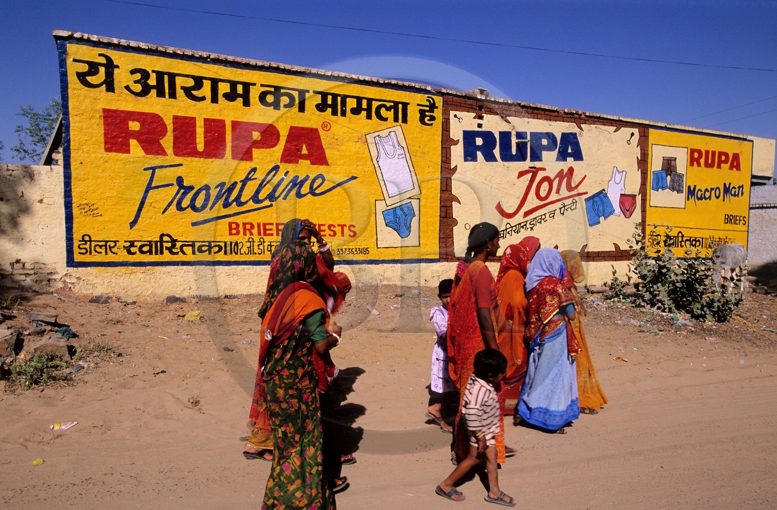 Inde, état du Rajasthan, ville de Mandawa, affiches publicitaires