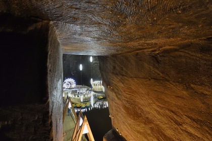 Romania, Transylvania, Cluj region, Turda, former Turda salt mine whose exploitation began in Roman times transformed into a leisure center and health, the underground lake