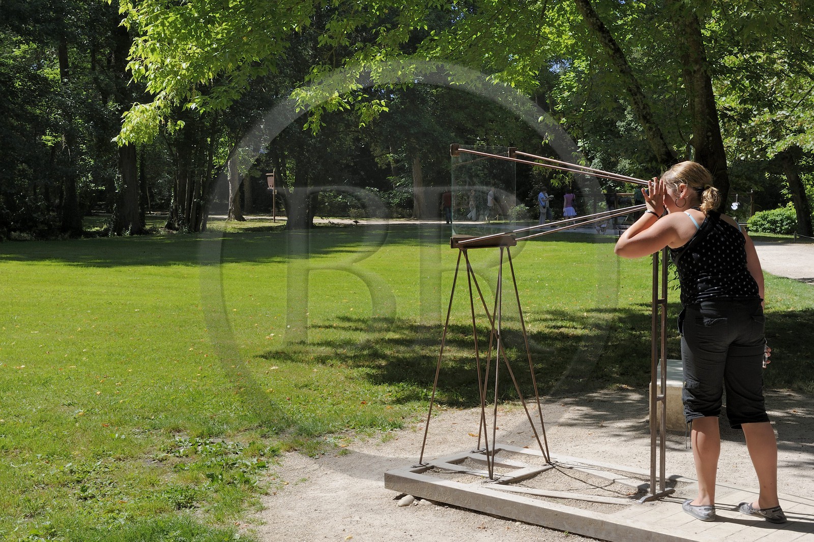 France, Indre-et-Loire (37), vallée de la Loire classée Patrimoine Mondial par l'UNESCO, Amboise, château du Clos Lucé, parc Leonardo Da Vinci (dernière demeure de Léonard de Vinci), la perspective
