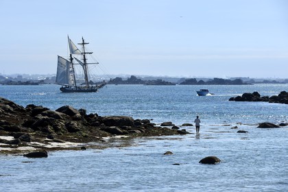 France, Finistère (29), Ile-de-Batz, l'aviso-goélette La Recouvrance