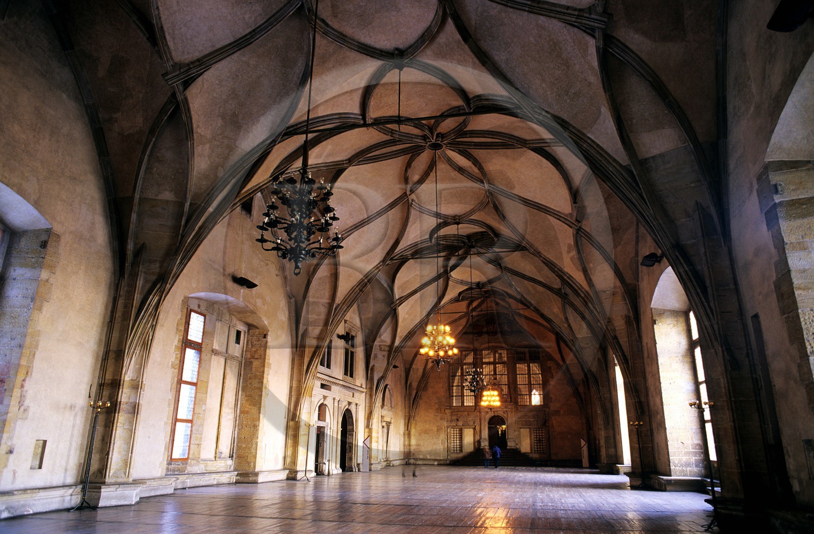 République Tchèque, Prague, le château, la salle Vlasdislav aux voûtes gothiques