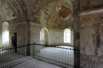 France, Loir et Cher, Montoire sur le Loir, Saint Gilles Chapel, Romanesque frescos from the eleventh to the thirteenth century