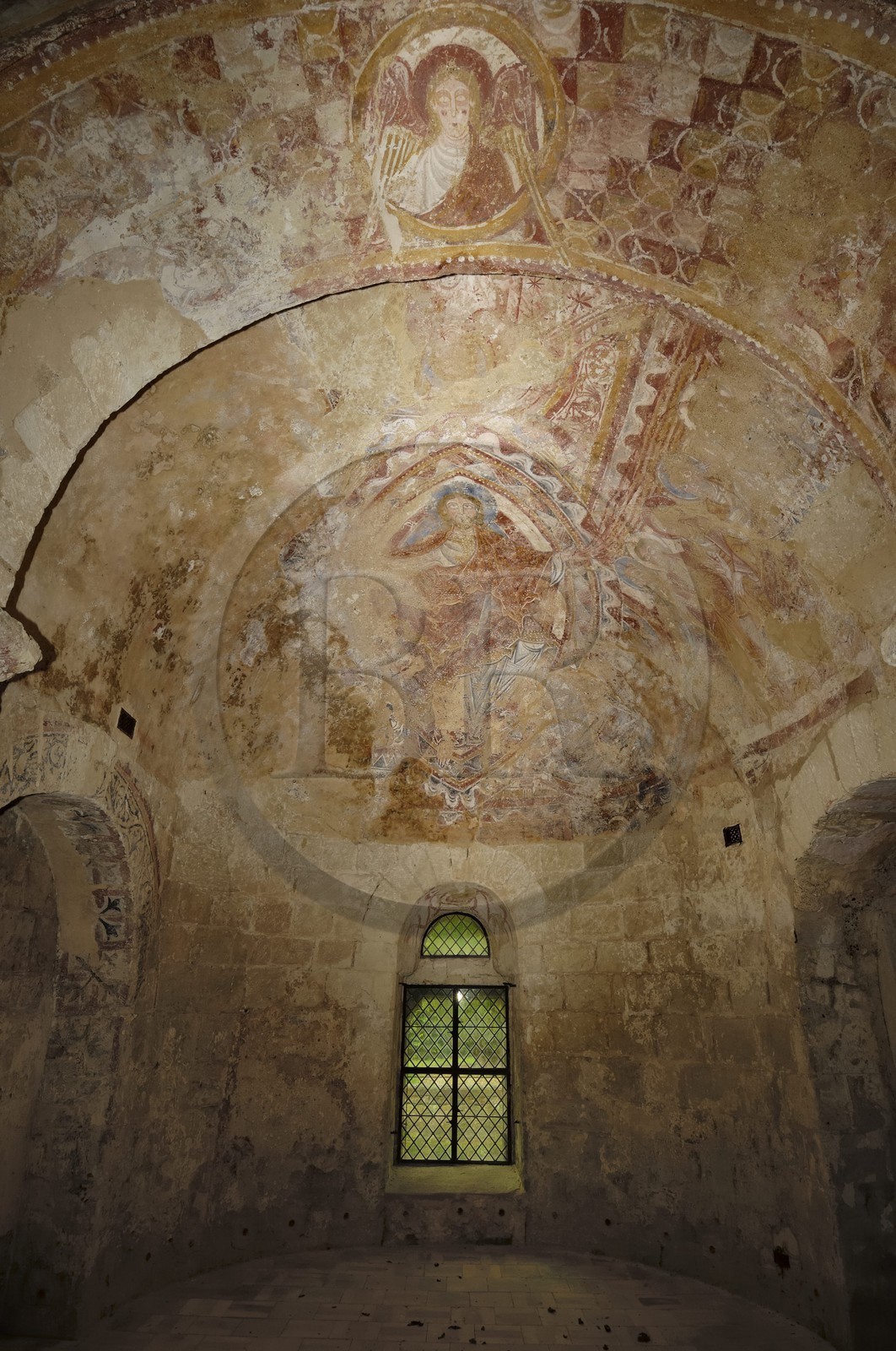 France, Loir-et-Cher (41), Montoire-sur-le-Loir, la chapelle Saint-Gilles, fresques romanes réalisées entre le XIe et le XIIIe siècle