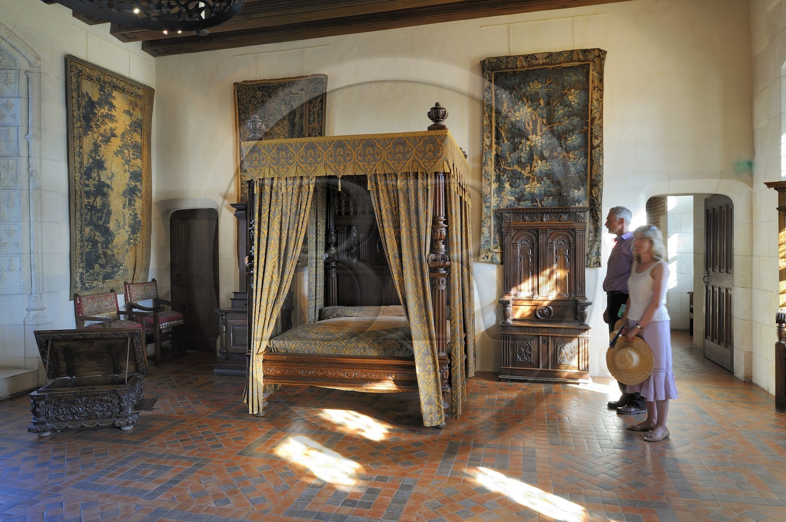 France, Indre et Loire (37), Vallée de la Loire classée Patrimoine mondial de l'UNESCO, château d'Amboise, le logis du Roi, chambre Henri II