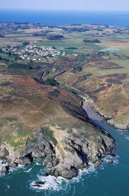 France, Morbihan (56), Belle-île, la côte sauvage au sud-est de l' île (vue aérienne)