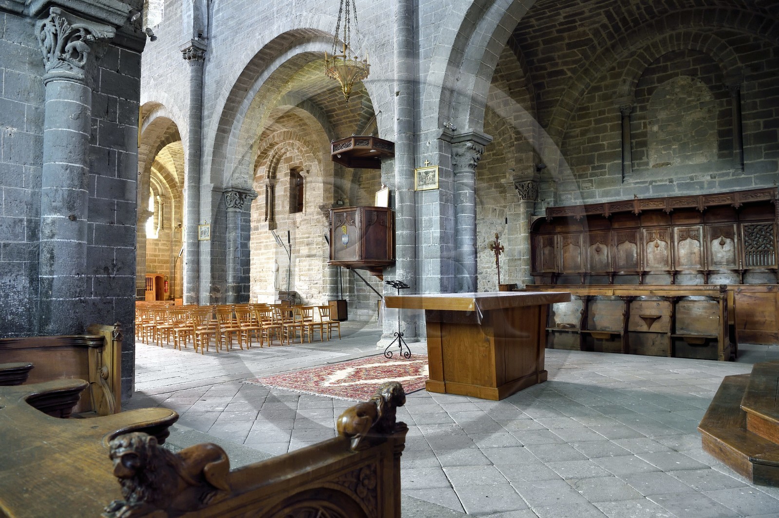 France, Haute Loire, Chanteuges, 12th century Benedictine abbey, the abbey church