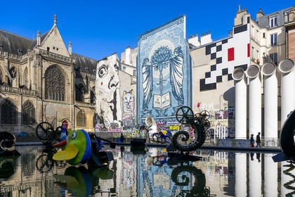 France, Paris (75), quartier des Halles  Beaubourg, la fontaine Stravinsky de Jean Tinguely et Niki de Saint Phalle
