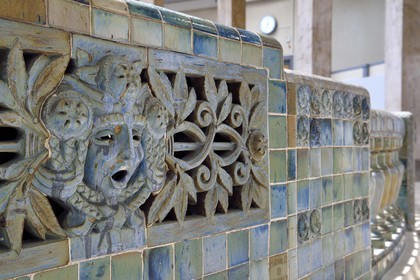 France, Meurthe-et-Moselle, Nancy, round swimming pool of Thermal Nancy, glazed stoneware patterns