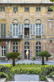 Italy, Liguria, Genoa, Rolli Palace listed as World Heritage by UNESCO, the palazzo Interiano Pallavicino built in 1567, the back facade in the gardens