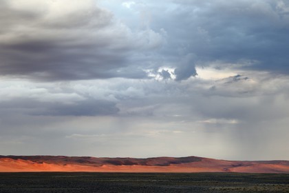 Namibia, Hardap region, Namib desert, Namib-Naukluft national park, Namib Sand Sea listed as World Heritage by UNESCO, Sossusvlei dunes at sunrise and rain