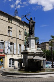 France, Herault, Pezenas, statue of Marianne on Republique square