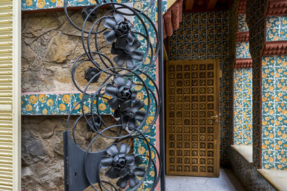 Spain, Catalonia, Barcelona, Casa Vicens (1883 - 1885) by Catalan modernist architect Antoni Gaudi, UNESCO World Heritage Site, main entrance