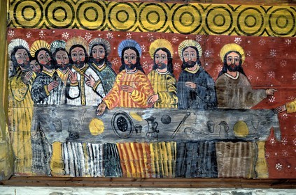 France, Côtes d'Armor, Plougrescant, painted vault of Sainte Gonery chapel