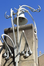 France, Meurthe-et-Moselle, Nancy, the Villa Majorelle of Art Nouveau style by architect Henri Sauvage, ironwork of the reception bell