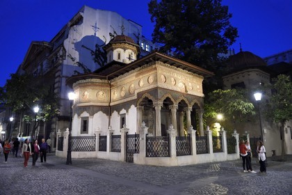 Roumanie, Bucharest, centre historique, Biserica Stravopoleos, église orthodoxe (1724) rue Stavropoleos