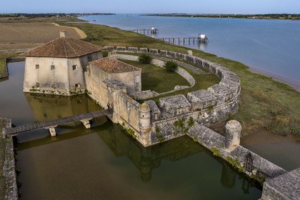 France, Charente Maritime, Saint Nazaire sur Charente, Fort Lupin on Charente River banks built by Vauban (aerial view)