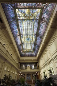 France, Meurthe et Moselle, Nancy, monumental glass Art Nouveau 250m2 of the bank Crédit Lyonnais today LCL by Jacques Gruber School of Nancy