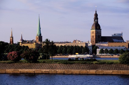 Latvia (Baltic States), Riga, Anglican church Saint-James and the Cathedral by the Daugava river