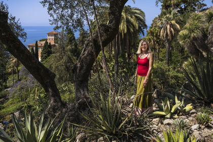 Italy, Liguria, Province of Imperia, Ventimiglia, Hanbury Botanical Garden, Daniela Guglielmi who works for the Botanical Garden and who was born here, these parents lived on site being the caretakers