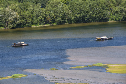 France, Maine-et-Loire, Loire valley listed as World Heritage by UNESCO, Saumur, gabarre (traditional flat-bottomed boat) on the Loire river