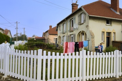 France, Moselle, Fensch Valley, Seremange, workers' housing estate, semi-detached houses in etreets named after Wendel family's first names