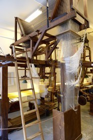 France, Rhone, Lyon, La Croix Rousse District, la Maison des Canuts, loom anterior of Jacquard loom