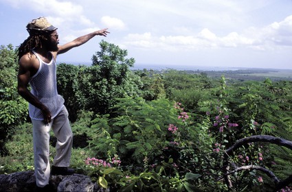 Jamaica, Westmoreland parish, Rastafarian overlooking the forest