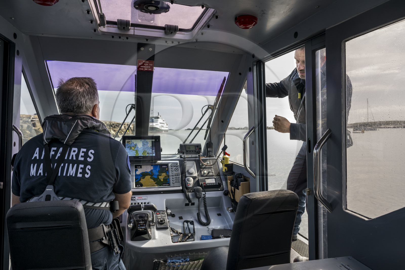 France, Finistère (29), Mer d'Iroise, Ile de Molène, Fréderic Le Meil patrouille à bord du bateau rapide des affaires maritimes de Brest