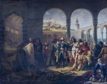 France, Oise, Chantilly, the castle of Chantilly, the Condé museum, the painting gallery, Bonaparte touche une tumeur pestilentielle, en visitant les pestiférés dans l'hôpital de Jaffa par le peintre Antoine-Jean Gros