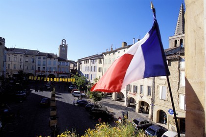 France, Gard, town of Bagnols-sur-Ceze, Mallet square in front of the City Hall