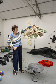 France, Hauts de Seine, Malakoff, the artist Annette Messager in her studio