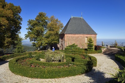 France, Bas Rhin, Mont Saint Odile, Mont Sainte-Odile Abbey also known as Hohenburg Abbey, the chapel of tears