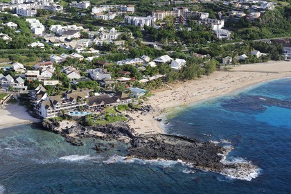 France, Reunion Island (French overseas department), Saint Paul, Boucan Canot beach, Boucan Canot luxury hotel (aerial view)