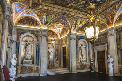 Italy, Liguria, Genoa, Rolli Palace listed as World Heritage by UNESCO, the palazzo Interiano Pallavicino built in 1567, the entry hall