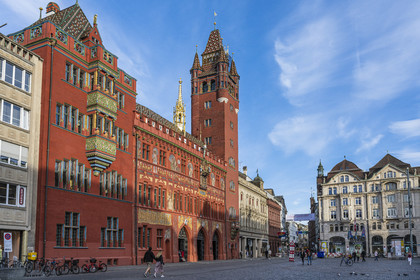 Suisse, Bâle, Marktplatz (place du marché), l'Hôtel de Ville (Rathaus)