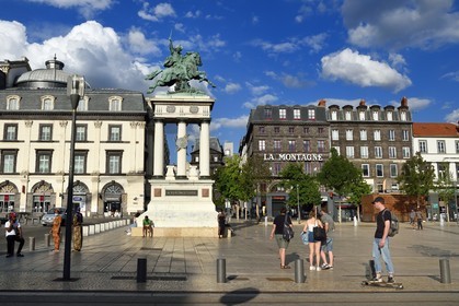 France, Puy de Dome, Clermont Ferrand, the Jaude square and Vercingetorix statue by Bartholdi
