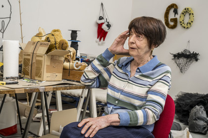 France, Hauts de Seine, Malakoff, the artist Annette Messager in her studio