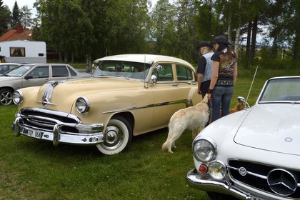 Sweden, Vasterbotten County, Umea, old vintage cars meeting in Gammlia park