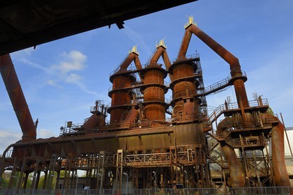 France, Moselle, Fensch Valley, Uckange steel mill, Blast furnace U4 park, building of the gas cleaning