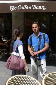 Israel, Jerusalem,  soldier on leave but still armed with his girlfriend on Jaffa Road