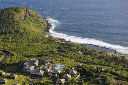 France, Reunion Island (French overseas department), southern coast, Grande Anse, Palm Hotel (aerial view)