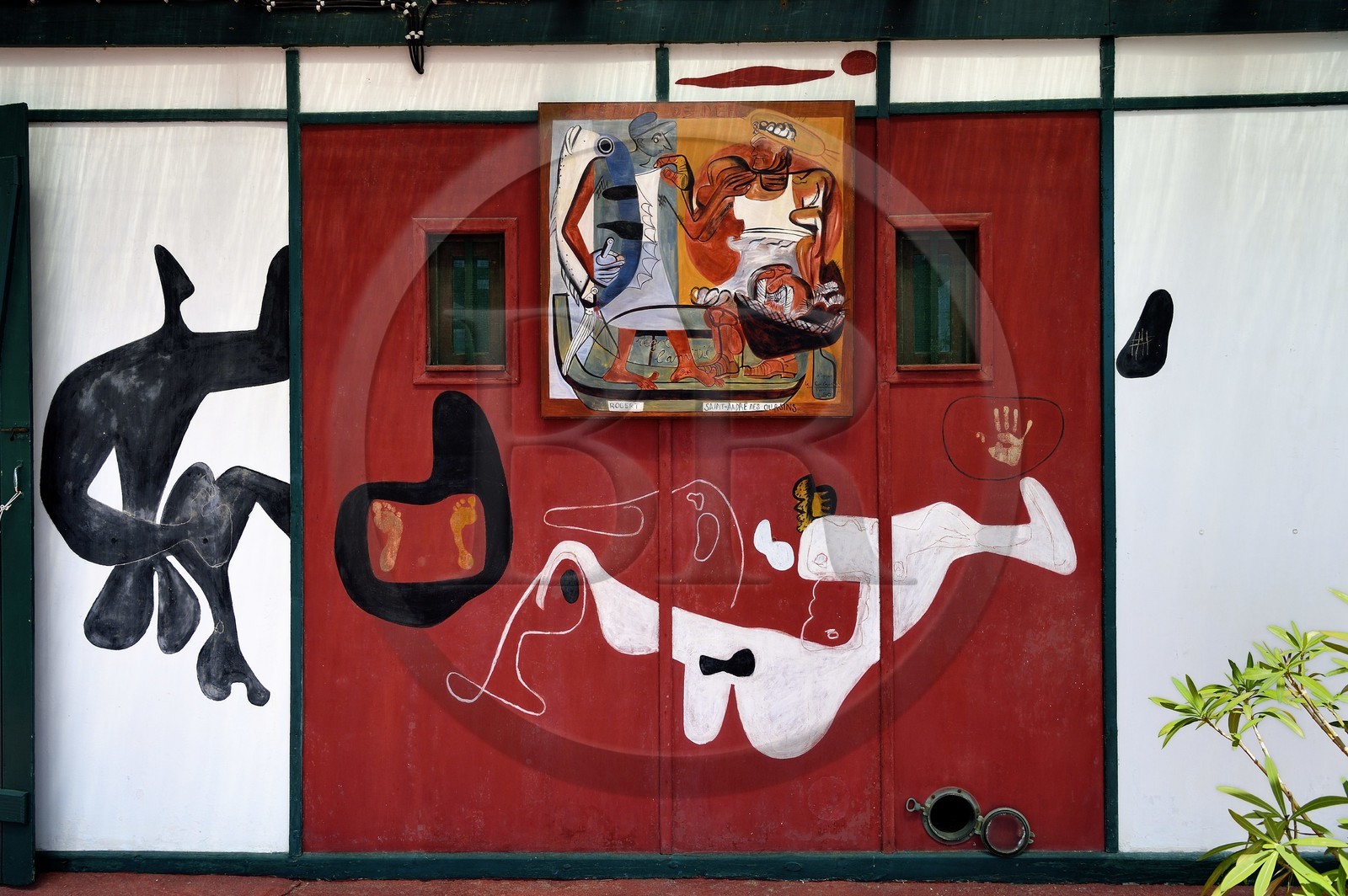 France, Alpes Maritimes (06), Roquebrune-Cap-Martin, Cap Martin, oeuvre architecturale de Le Corbusier, classée Patrimoine Mondial de l'UNESCO, ancien restaurant et bar l’Etoile de Mer de Thomas Rebutato, peinture murale de Le Corbusier (Demande d'autorisation nécessaire avant publication)