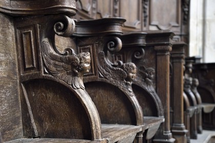 France, Meuse, Saint Mihiel, St. Michael abbey church, choir stalls