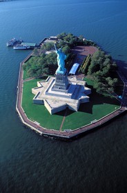 United States, New York City, Liberty Island, the Statue of Liberty listed as World Heritage by UNESCO (aerial view)
