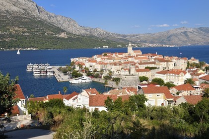 Croatie, Dalmatie, cote dalmate, Ile de Korcula, ville de Korcula