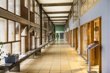 France, Bouches du Rhone, Marseille, architectural work of Le Corbusier, listed as World heritage by UNESCO, the Cité Radieuse by the architect Le Corbusier, the ambulatory between the 3rd and 4th floors and its shops